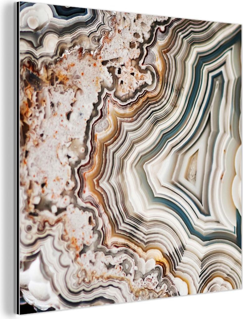 MuchoWow Wanddekoration Metall Metallbild Wandkunst 50x50 cm Edelstein - Marmor - Natur - Abstrakt MuchoWow Aluminium Gemälde - Alubild - Industrial