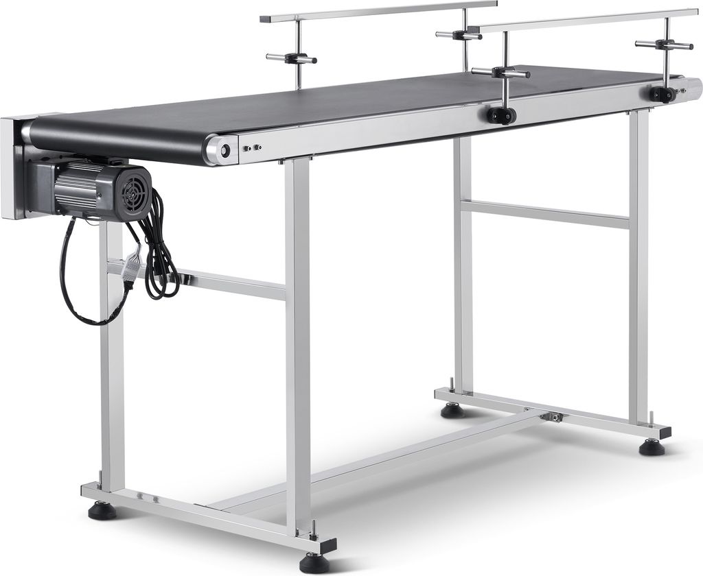 A conveyor belt system on a white background.