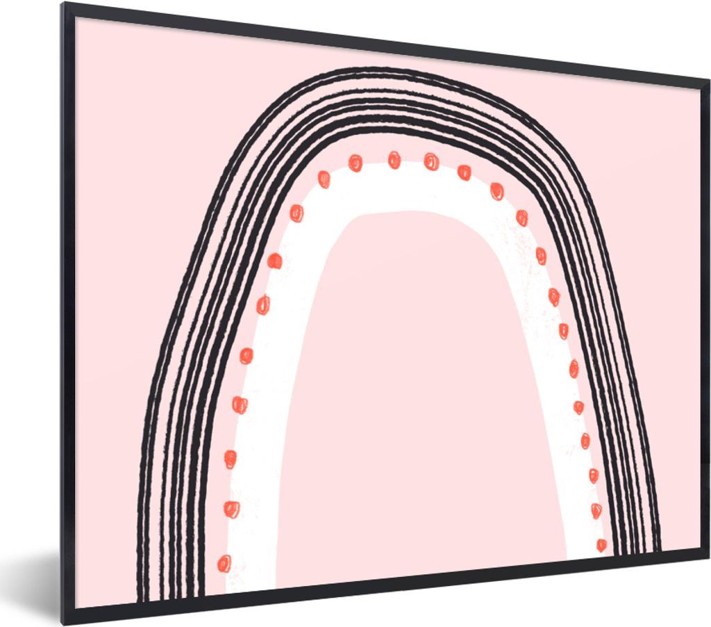 MuchoWow Gerahmtes Poster Regenbogen - Minimalismus - Rosa 80x60 cm - Poster mit Schwarzem Bilderrahmen Wandposter Rahmen Foto Bilder - Schwarzem...