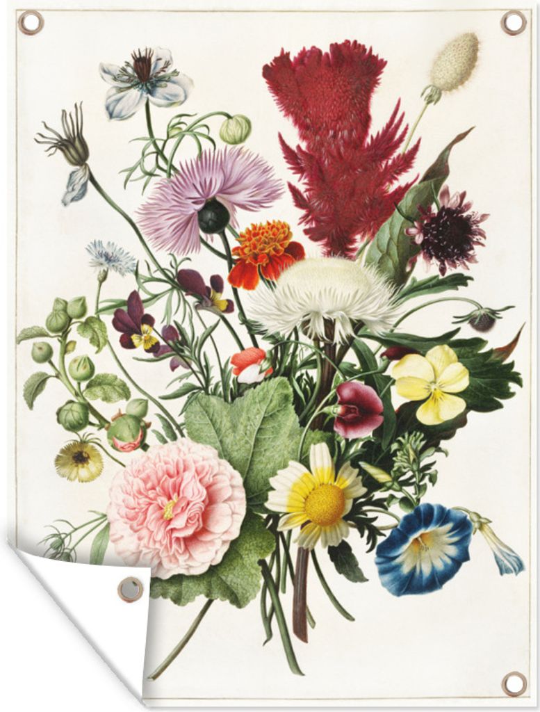 MuchoWow 60x80 cm Outdoor-Poster Gartendeko Sichtschutz Garten Poster für den Garten Blumenstrauß - Herman Henstenburgh
