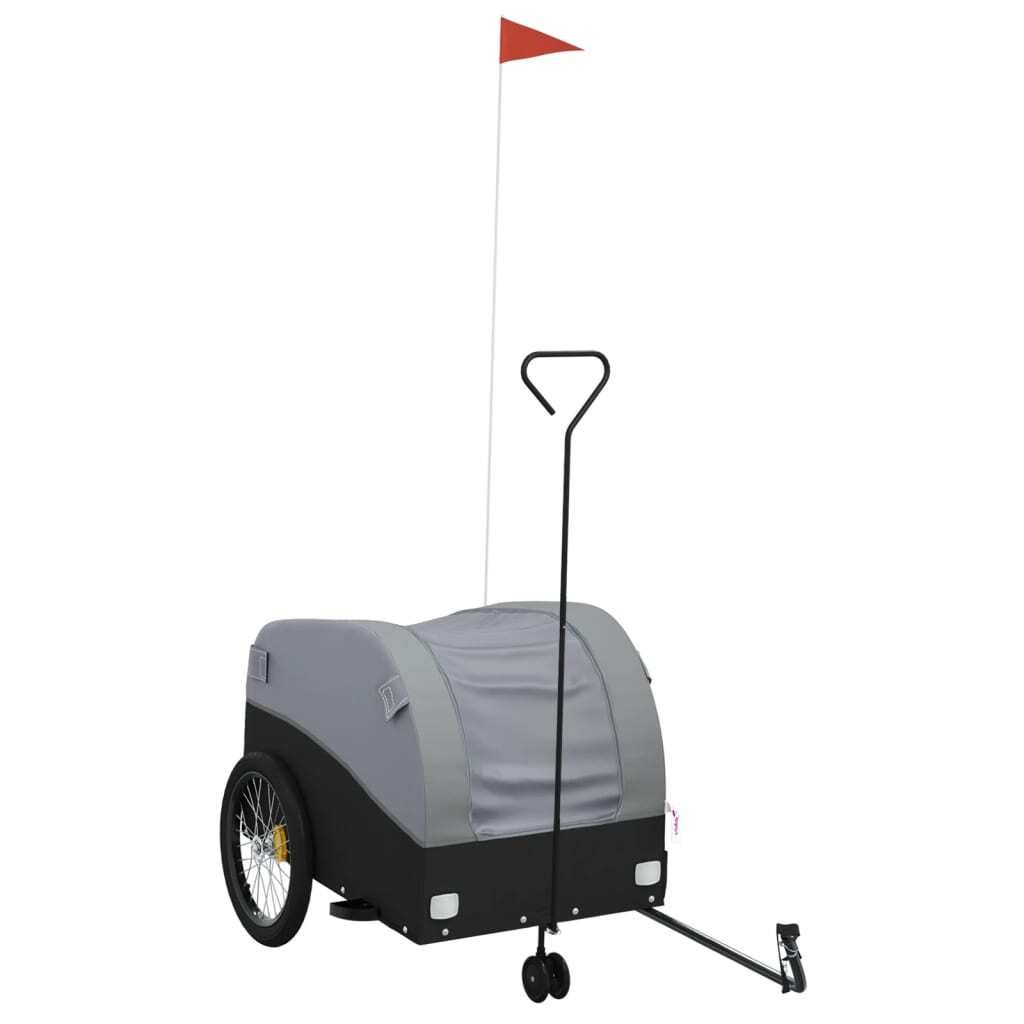 vidaXL Fahrradanhänger Schwarz und Grau 45 kg Eisen
