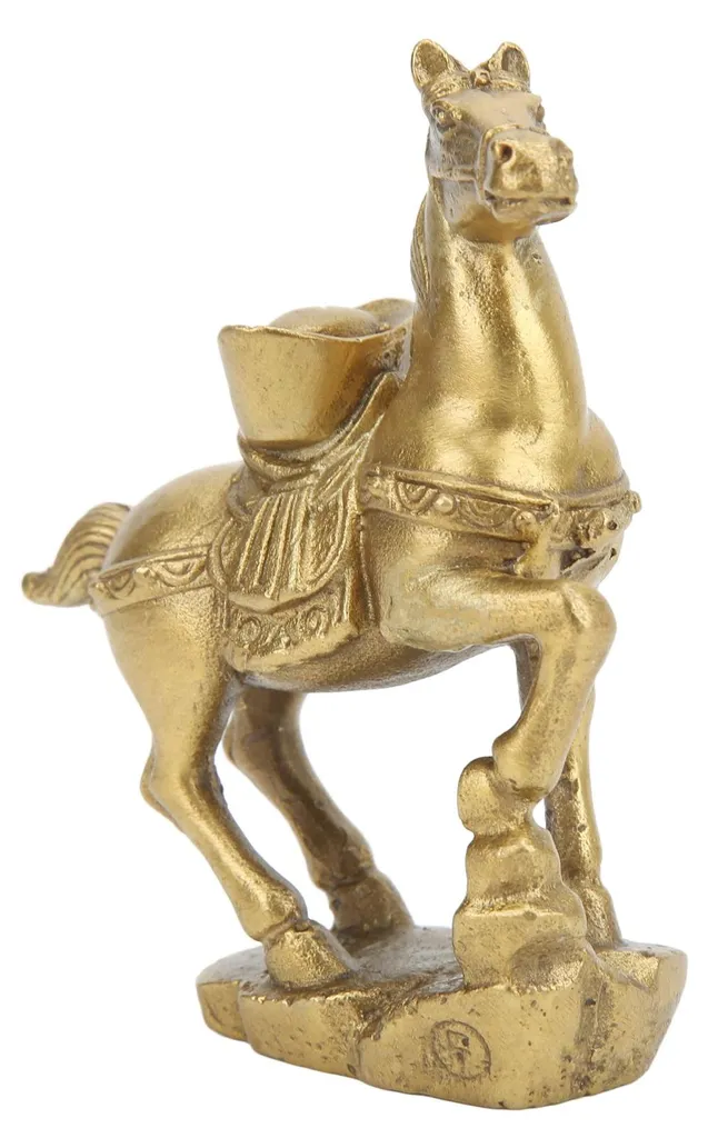 Sculpture de cheval debout en laiton vieilli - Objet déco pour buffet - 7