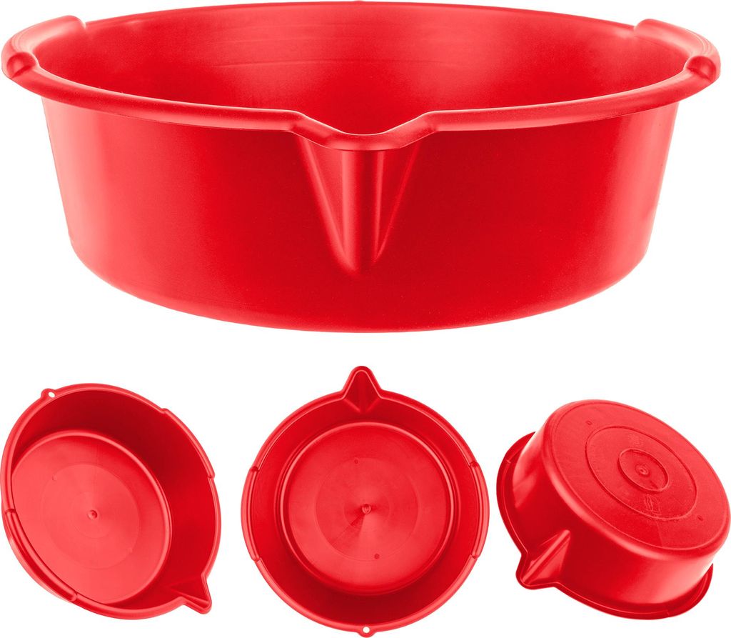 KADAX Öl-Auffangwanne mit Ausgießer 8L, Öl-Ablasswanne Ø 39 cm, Mehrzweckwanne aus Kunststoff, Reinigungs-Wanne für Ölwechsel mit Tragegriffen