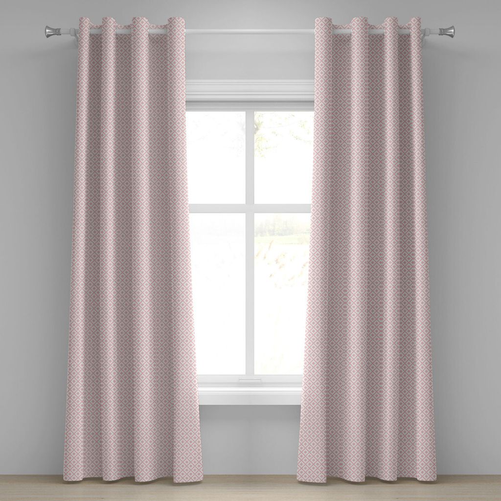 ABAKUHAUS Retro Ösenvorhang, Pastell-Quadrate mit Polka Dots Geometrisch Symmetrisch überprüft Fliesenmuster, Dekorative 2-Panel-Fenstervorhäng...