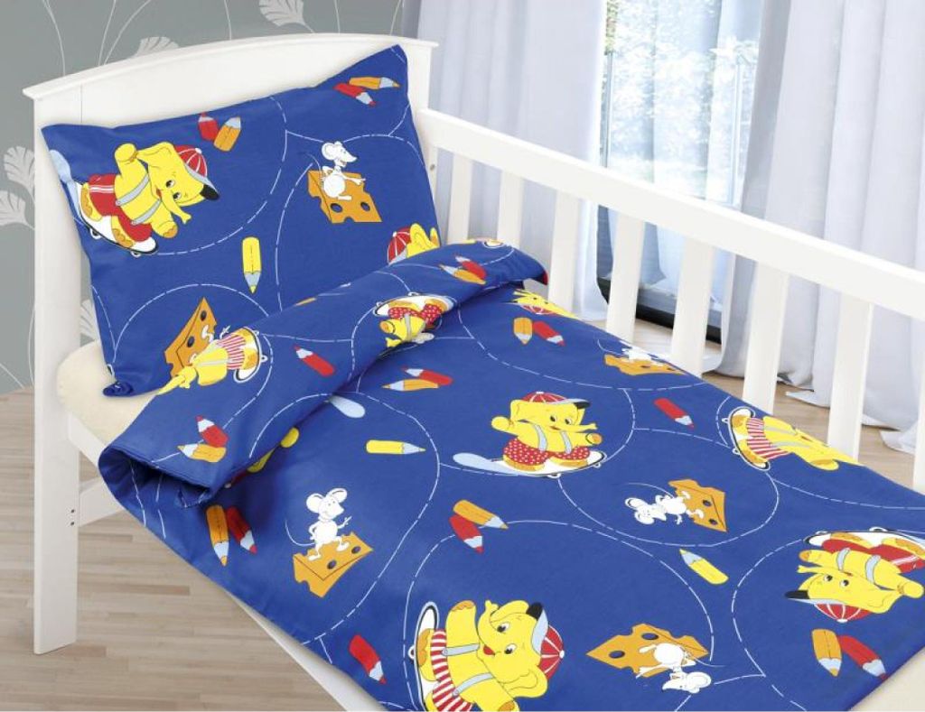 Kinderbettwäsche aus Baumwolle - 90x135 cm, 45x60 - Dunkelblau