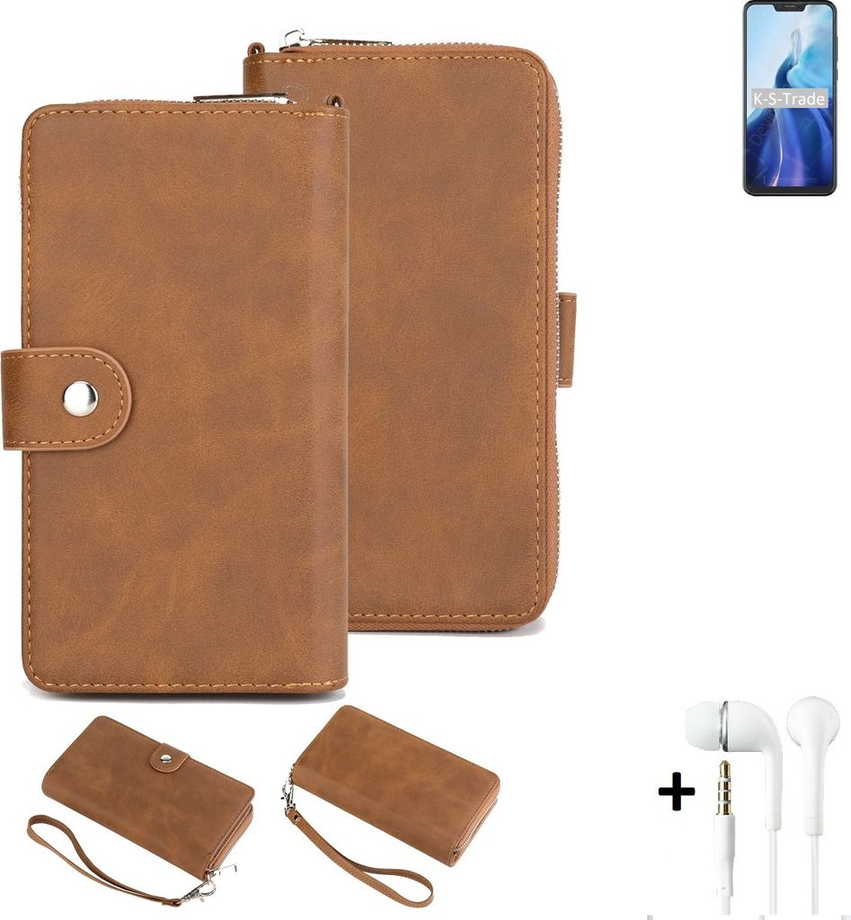 K-S-Trade 2in1 Handyhülle kompatibel mit Cubot C20 + Kopfhörer Schutzhülle & Portemonnee Schutzhülle Tasche Handytasche Case Etui Geldbörse