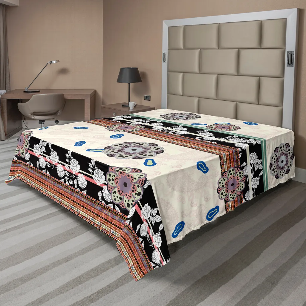 Drap de Lit Supérieur pour Décoration de Chambre Orientale Fleurie