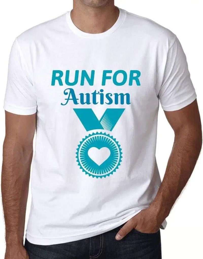 Herren Grafik T-Shirt Lauf für Autismus – Run For Autism – Öko-Verantwortlich Vintage Jahrgang Kurzarm Lustige Druck Geburtstag Geschenk Mann