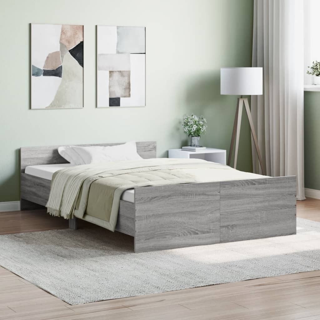 Maison Exclusive - Bettgestell mit Kopf- und Fußteil Grau Sonoma 120x200 cm