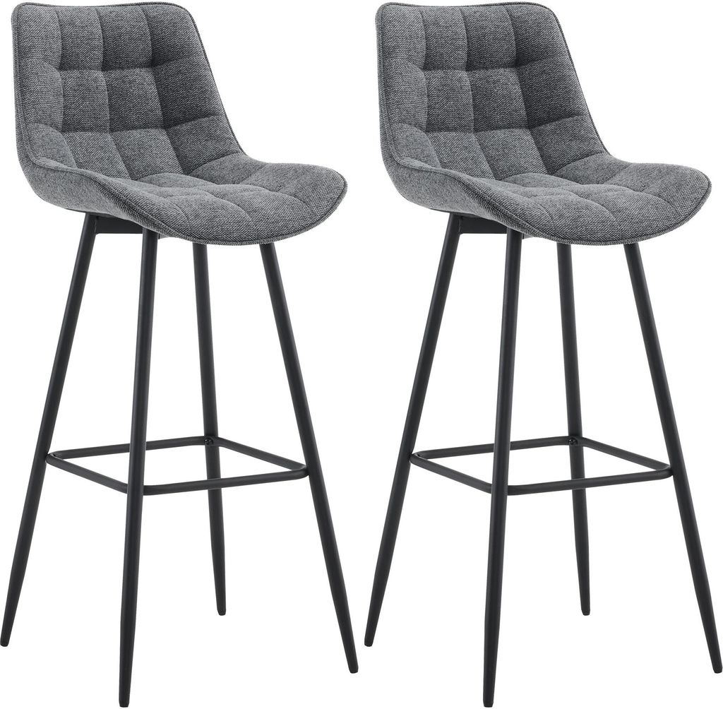 DELUKE Barhocker 2er Set SYDNEY - Dunkelgrau, Stoff | Barhocker mit Lehne Barstuhl Tresenhocker Tresenstuhl Kneipenhocker Kneipenstuhl
