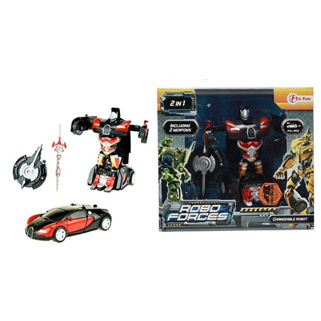 Toi-Toys - ROBOFORCES - Verwandlungsroboter Superauto Roboter Robot Auto Car changebale Pull back