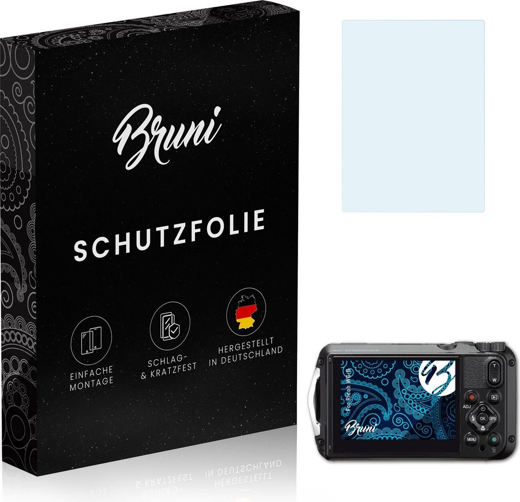 Bruni Basics-Clear 2x Schutzfolie kompatibel mit Ricoh WG-6 Folie