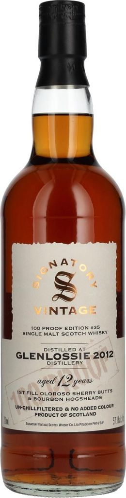 Signatory Vintage 100 Proof Edition GLENLOSSIE 12 Years Old Single Malt #35 2012 57,1% Vol. 0,7l