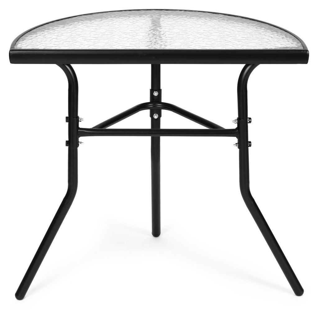 Halbrunder Couchtisch aus Glas für Balkon, Terrasse, Produktbild 