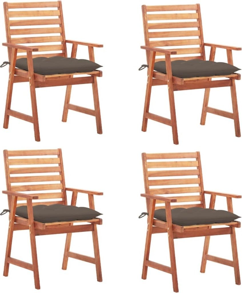 Garten-Essstühle 4 Stk. mit Kissen Massivholz Akazie