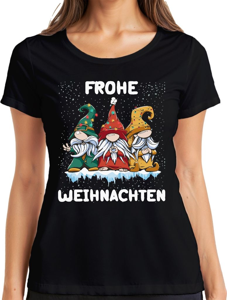 Frohe Weihnachten Gnome Wichtel Schweden - Weihnachten Weihnachtsgeschenk Christmas Damen T-Shirt, Schwarz, XL
