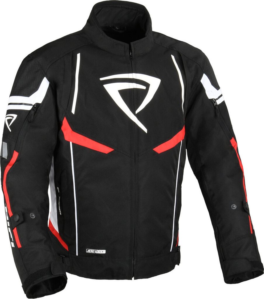 DIFI Estoril Aerotex wasserdichte Motorrad Textiljacke, schwarz/weiß/rot, S