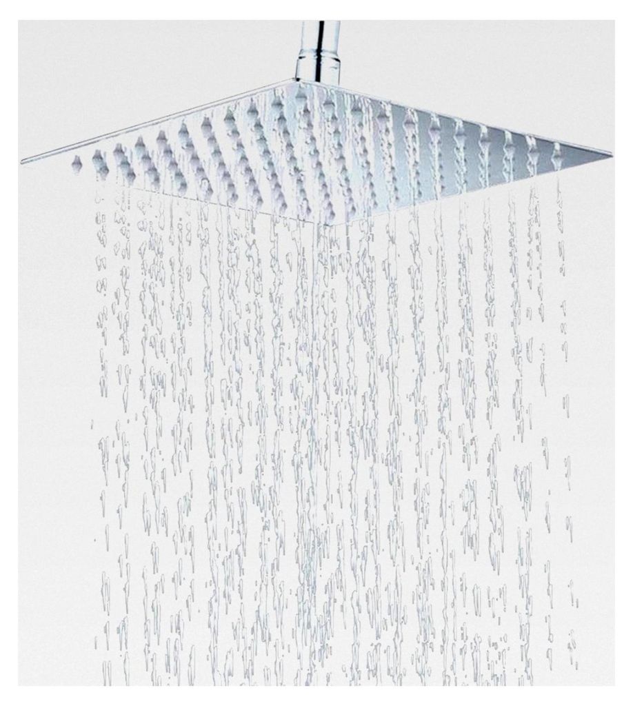 Regendusche 16 Zoll, quadratischer Duschkopf 40x40cm aus Edelstahl, selbstreinigender Brausekopf, Chrom
