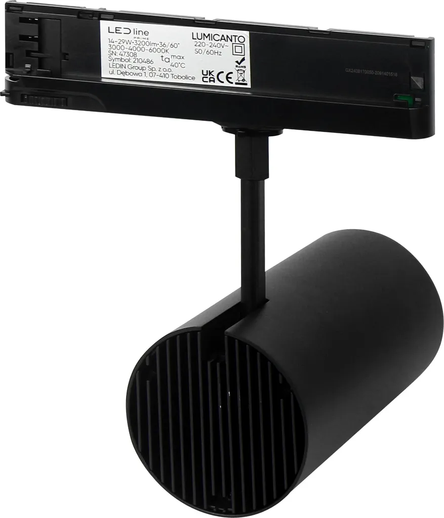 Spot LED sur rail triphasé LUMICANTO orientable noir CCT 1440-3200lm - 5
