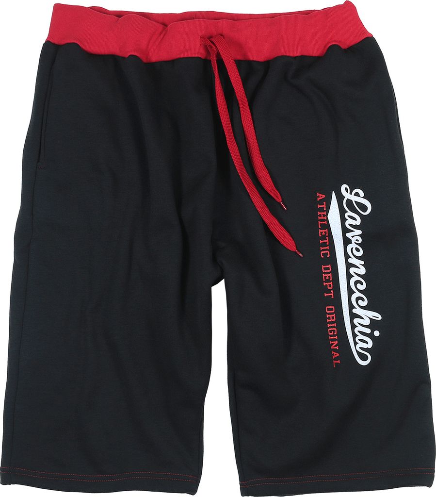 Lavecchia Herren Sweatshorts Bermuda LV-2017 (Black-Red, 5XL)