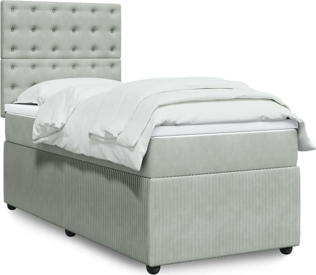 Maison Exclusive - Boxspringbett mit Matratze Hellgrau 90x190 cm Samt