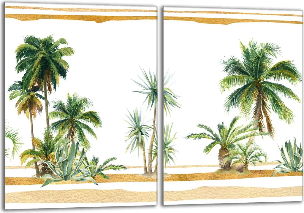 Copertura Piano Cottura in Vetro 80x52 cm - Design Palme Tropicali