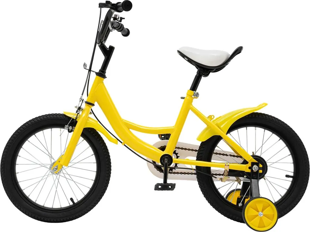 Vélo enfant 16 pouces jaune avec stabilisateurs et cadre acier robuste - 3