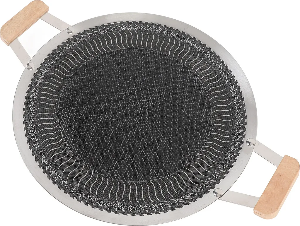 Gril rond coréen inox 34cm plaque de cuisson extérieure multi-usages durable - 3