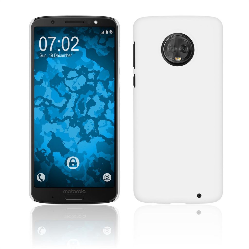 PhoneNatic Case kompatibel mit Lenovo Moto G6 Plus - Hülle weiß gummiert Hard-case Cover