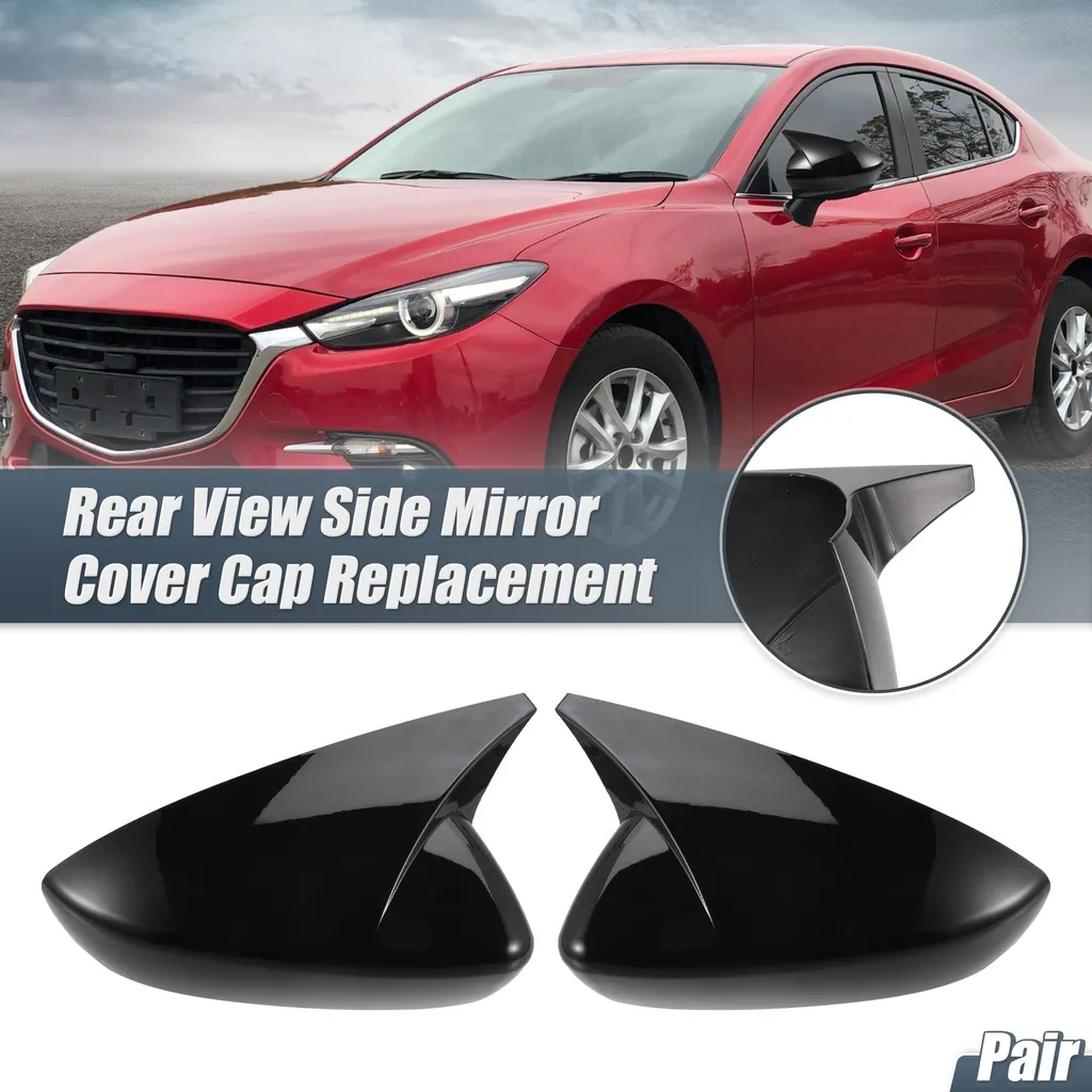 Coque Rétroviseur Mazda 3 Axela Noir Brillant Haute Qualité ABS 2Pcs