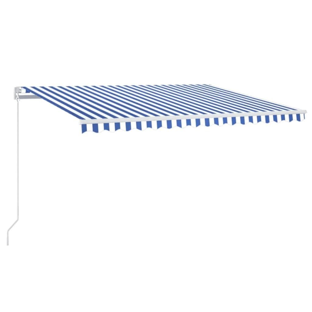 vidaXL Markise Manuell Einziehbar mit LED 400x300 cm Blau und Weiß