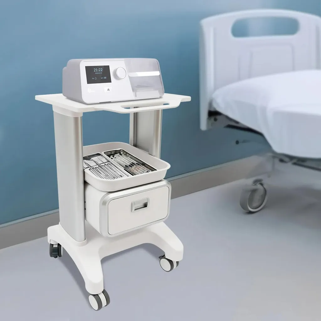 Guéridon à instruments de salon et clinique blanc avec 2 tablettes