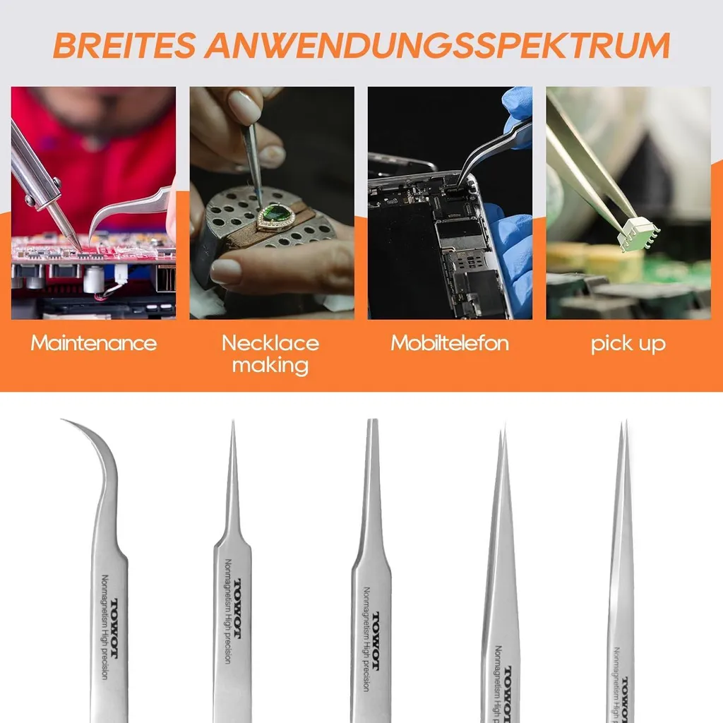 Pince de précision inox courbée pour artisanat et petits composants - 5
