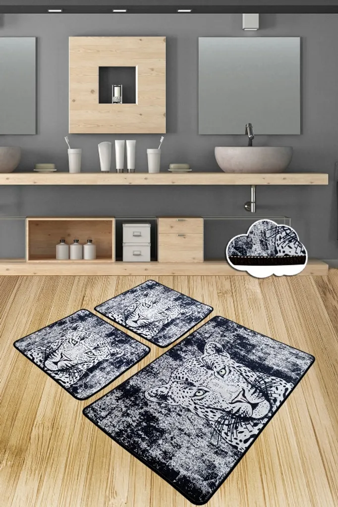 Tappeto Bagno Mijolnir Tıger CHL4513 Multicolore Velluto 100% - 1