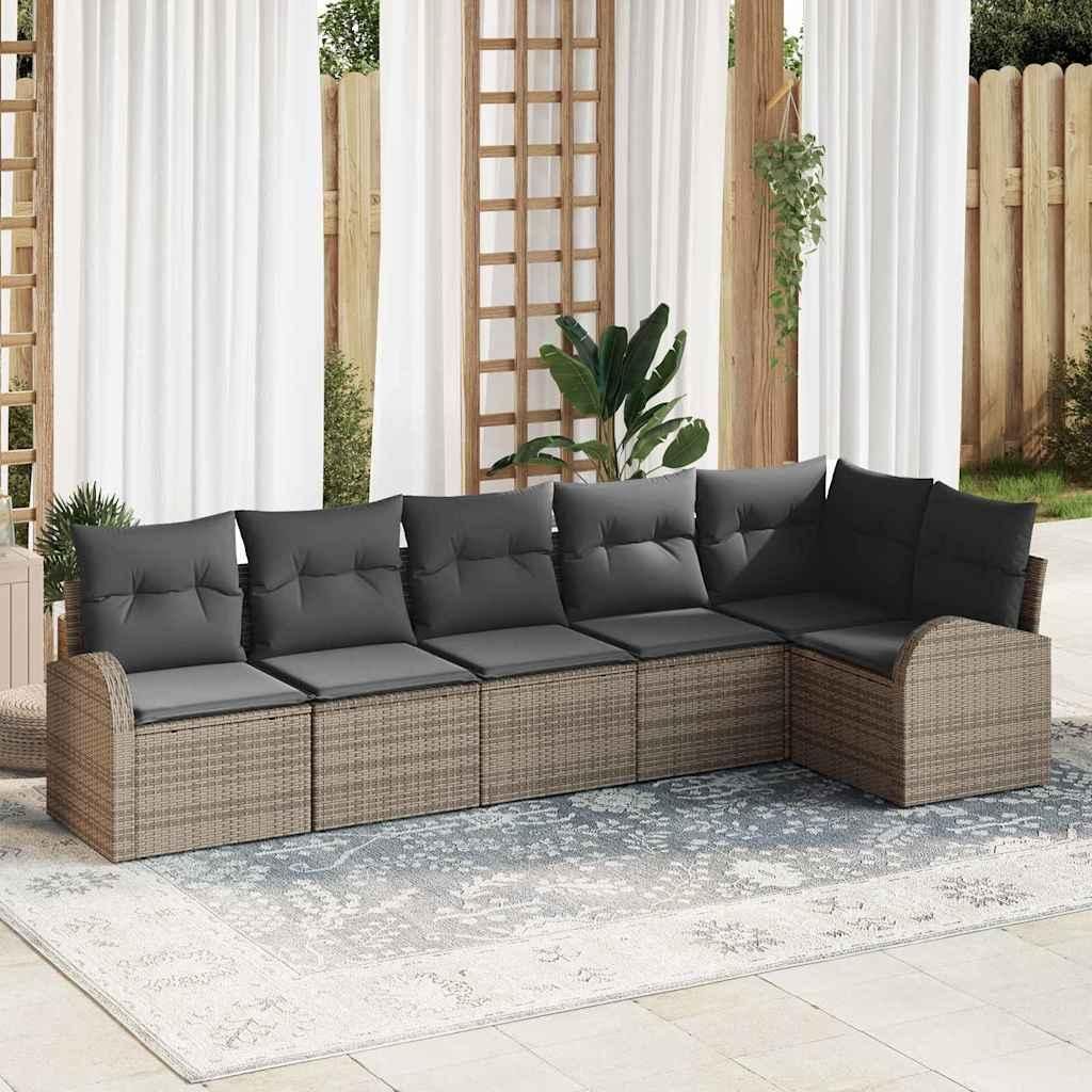 Maison Exclusive - Gartensofa-set mit Kissen mit Speicher 6 pcs Grau Poly-Rattan