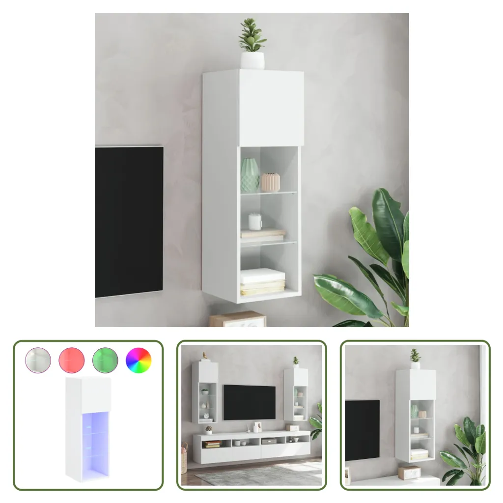 The Living Store Mobile TV con luci LED bianco 30,5x30x90 cm