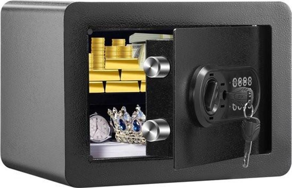 Safe Safes 0,5 Kubikfuß Möbelsafe mit feuerfestem Geldbeutel, Passwort und Schlüssel, digitaler Heimsafe, herausnehmbarer Einlegeboden im Innens...