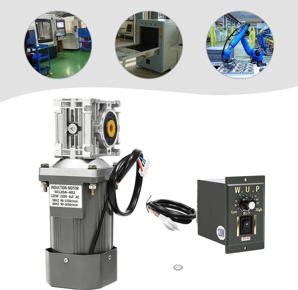 Schneckengetriebemotor, 120 W 220 V AC mit Drehzahlregler, industriell, Reversierfunktion
