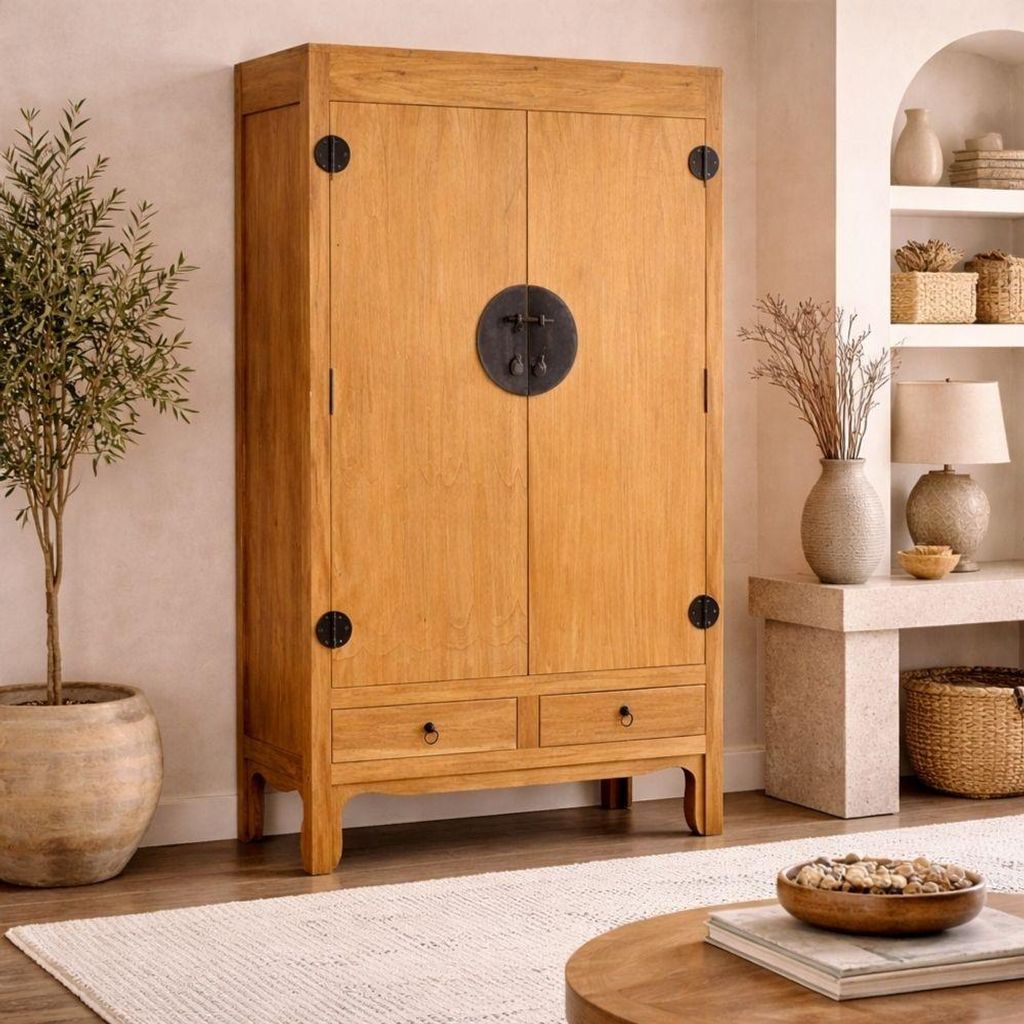 Hochzeitsschrank ASIA Antik Natural ca. H175cm Massivholz