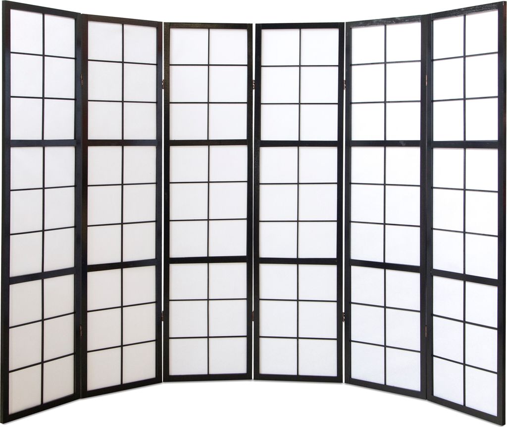 Homestyle4u Paravent Raumteiler 6 teilig Holz Schwarz Produktbild 