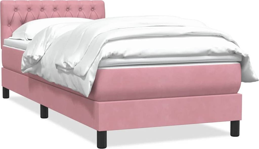 Boxspringbett mit Matratze Rosa 80x220 cm Samt