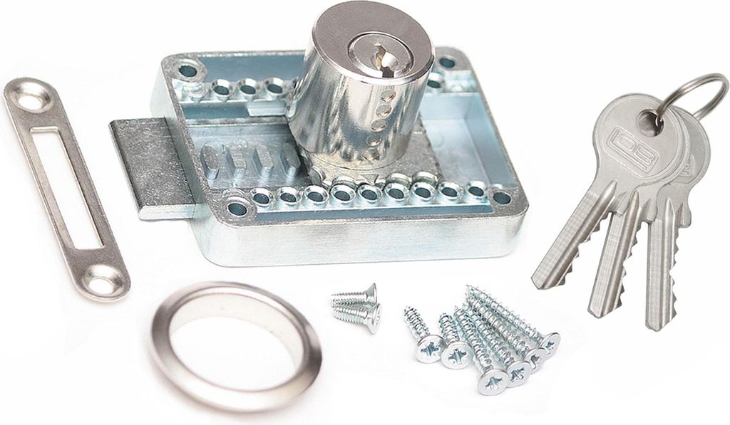 Möbelschloss Riegelschloss Zylinderschloss Lob Zylinder-Aufschraubschloss 3 Sch.