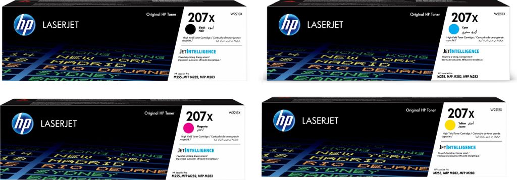 HP 207X 4er Pack // Original Toner alle Farben (W2211X, W2213X, W2212X, W2210X) Cyan Magenta Gelb Schwarz