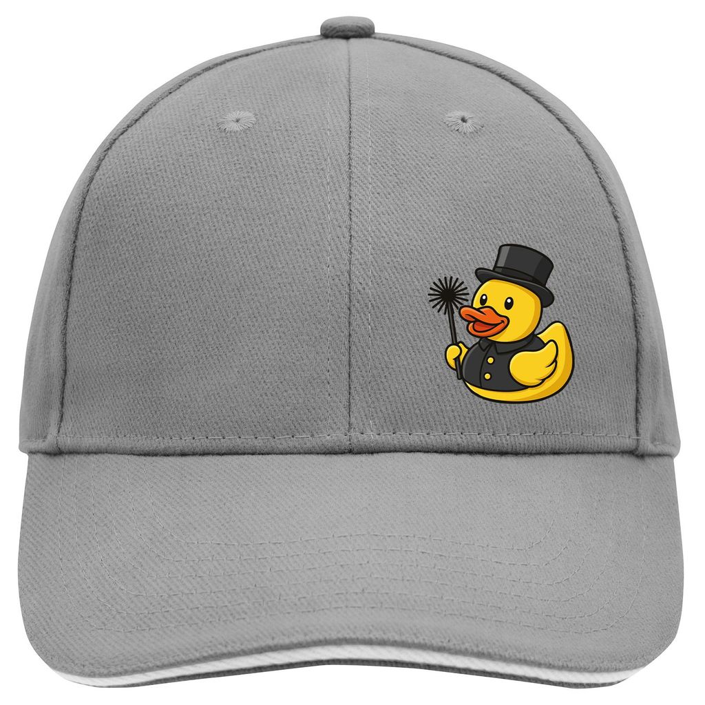 Huuraa Cappy Mütze Quietscheente Schornsteinfeger Gummiente Kaminfeger Dark Grey/White Baumwolle 6-Panel Kappe Geschenkidee
