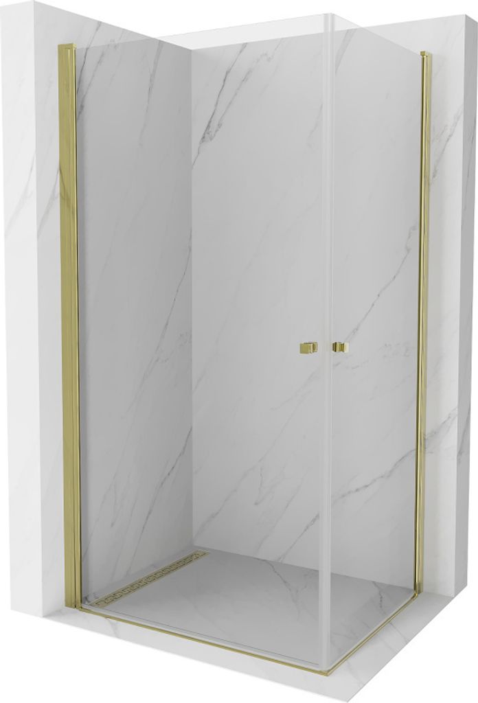 Mexen Pretoria Duo kippbare Duschabtrennung 100 x 90 cm, transparent, gold - 852-100-090-50-00-02