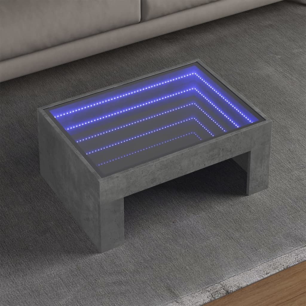 Maison Exclusive - Couchtisch mit Infinity-LED Betongrau 70x50x30 cm