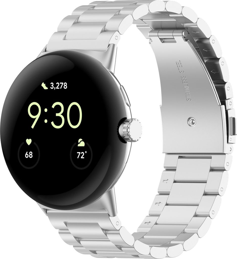 Smartwatch Armband Edelstahl für Google Pixel Watch 4 / 3 / 2 / 1 45mm Silber