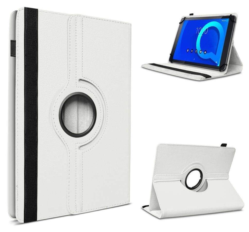 Tablet Hülle für Alcatel 3T 10 Tasche Schutzhülle Case Schutz Cover 360° DrehbarFarbe 360 Uni:Weiss