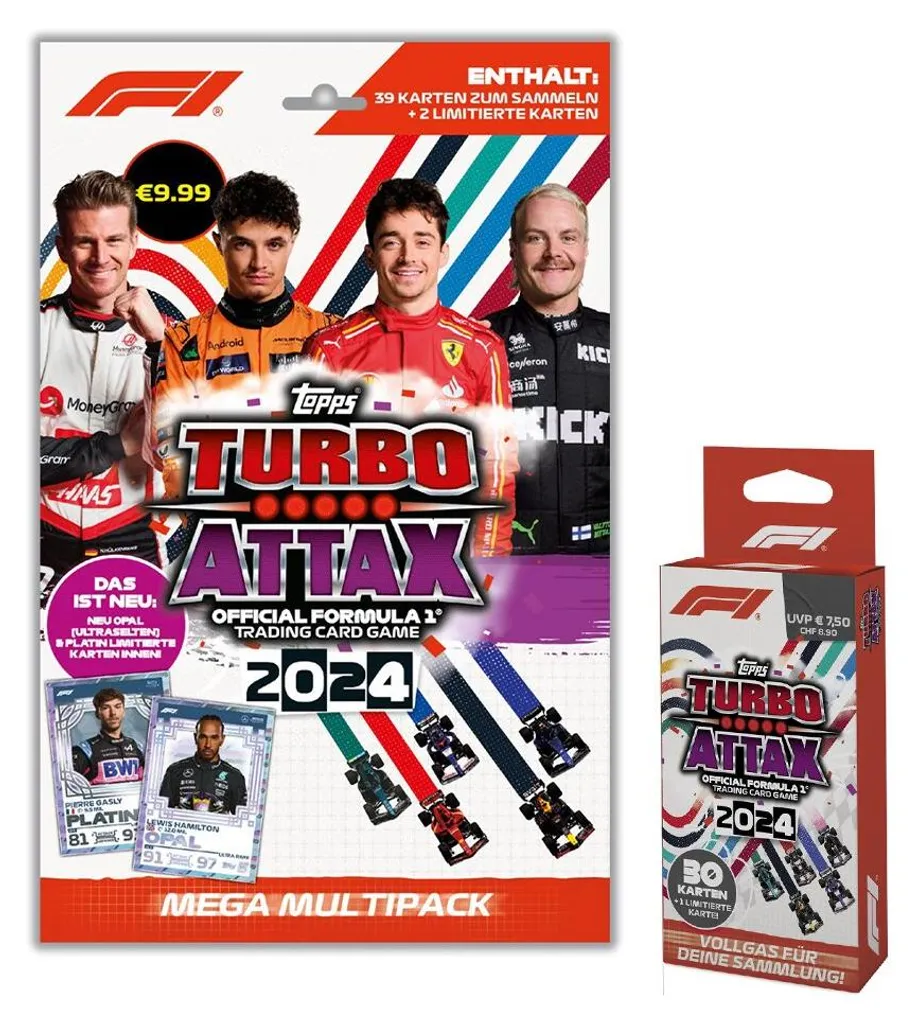 Topps Turbo Attax F1 2024 - Pack Blister et Multipack de Cartes Formula 1