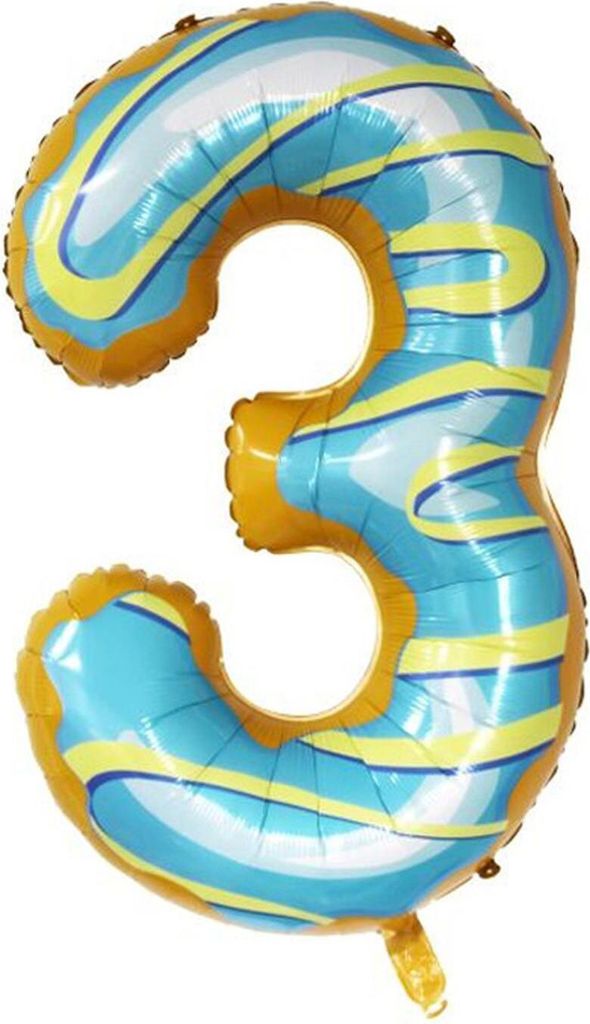 Folienballon Zahl 3, ca. 100 cm, Donut Produktbild 